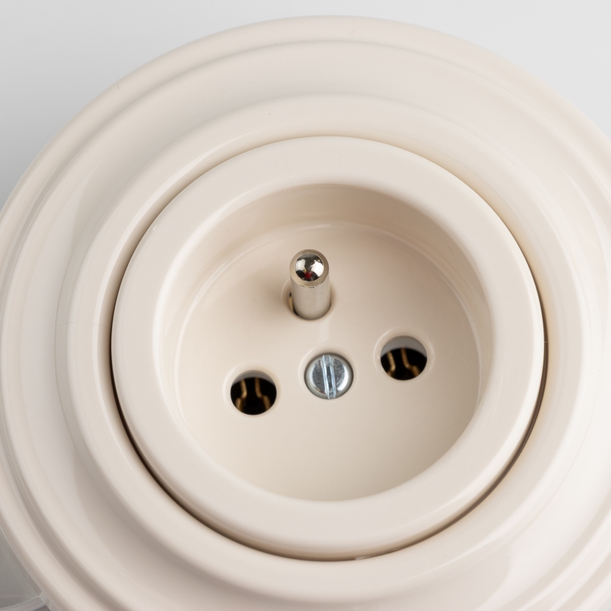 Reblig - Prise murale rétro avec cadre 230 V beige
