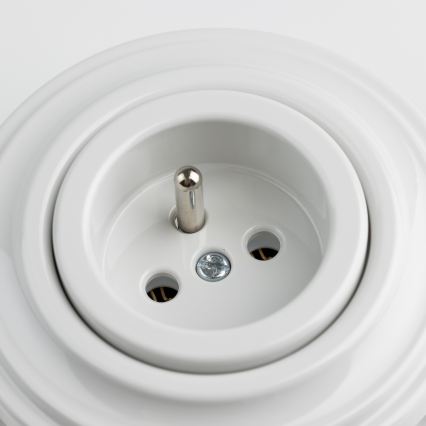 Reblig - Prise murale rétro avec cadre 230 V en céramique blanche