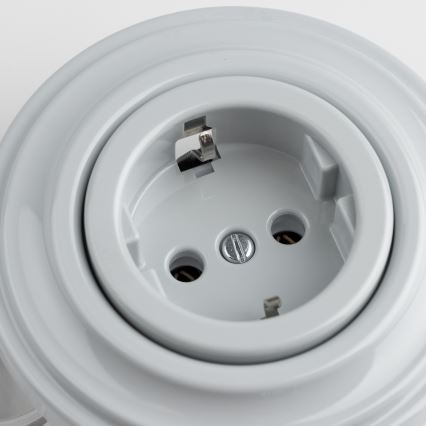 Reblig - Prise murale rétro avec cadre SCHUKO 230 V/16 A gris