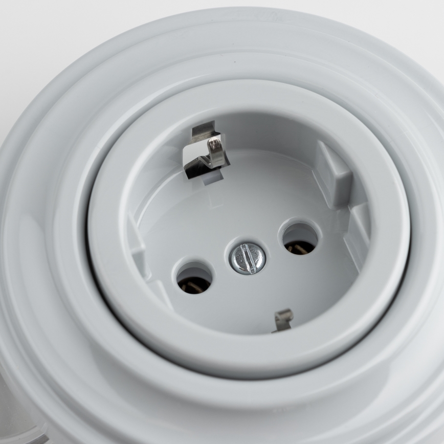Reblig - Prise murale rétro avec cadre SCHUKO 230 V/16 A gris