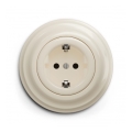Reblig - Prise murale rétro avec cadre SCHUKO 230V/16A beige
