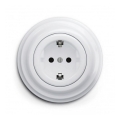 Reblig - Prise murale rétro avec cadre SCHUKO 230V/16A blanc neige