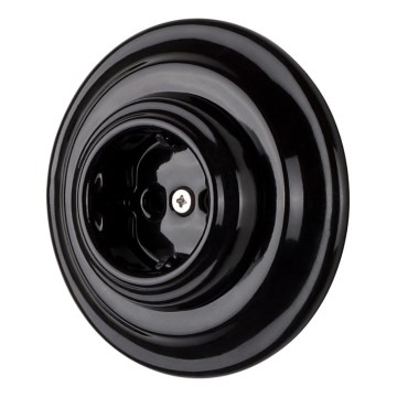 Reblig - Prise murale rétro en porcelaine avec cadre SCHUKO 250V/16A, noire