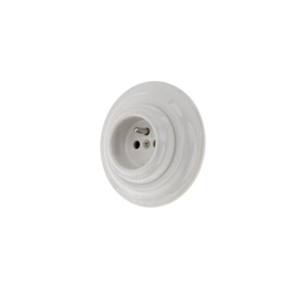 Reblig - Prise murale rétro en porcelaine pour usage domestique avec cadre 250V/16A blanche