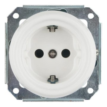 Reblig - Prise murale rétro en porcelaine sans cadre SCHUKO 250V/16A blanche