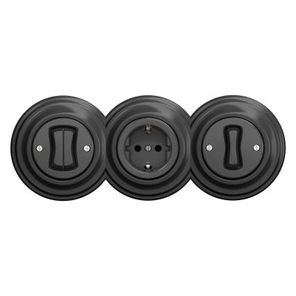 Reblig - Prise murale rétro sans cadre SCHUKO 230V/16A anthracite
