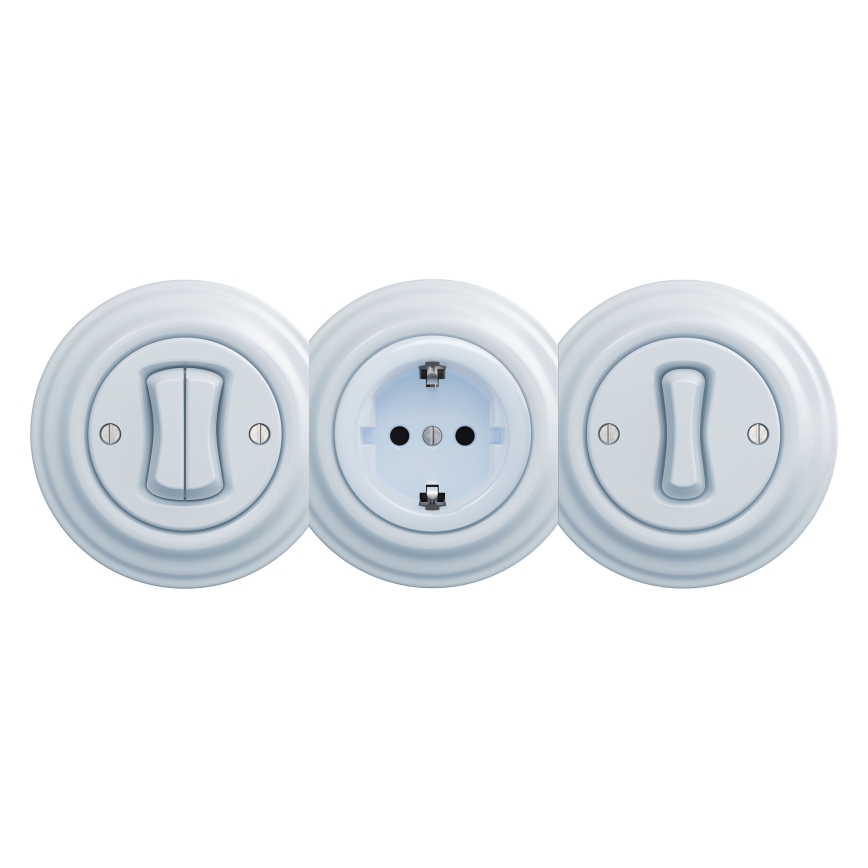 Reblig - Prise murale rétro sans cadre SCHUKO 230V/16A bleue