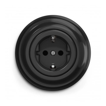 Reblig - prise murale rétro SCHUKO 230 V/16 A avec cadre noir