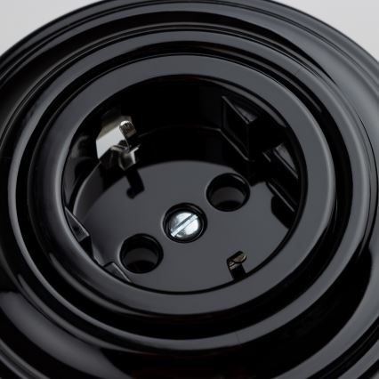 Reblig - prise murale rétro SCHUKO 230 V/16 A avec cadre noir
