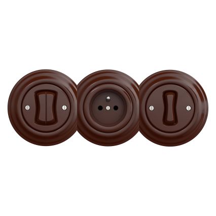 Reblig - Prise murale rétro SCHUKO 230 V/16 A sans cadre, marron