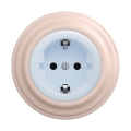 Reblig - Prise murale rétro SCHUKO 230V/16A avec cadre, bleu / vieux rose