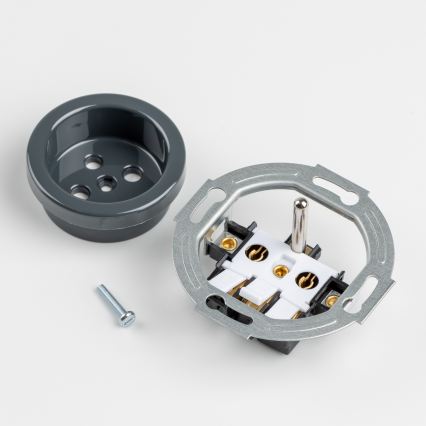 Reblig - Prise murale triple au style rétro avec cadre, 230V, finition anthracite