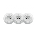 Reblig - Prise murale triple rétro avec cadre 230 V, blanc neige