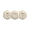 Reblig - Prise murale triple rétro avec cadre SCHUKO 230 V beige