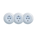 Reblig - Prise murale triple rétro avec cadre SCHUKO 230V bleue