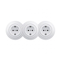 Reblig - Prise murale triple rétro SCHUKO 230 V avec cadre, blanc neige