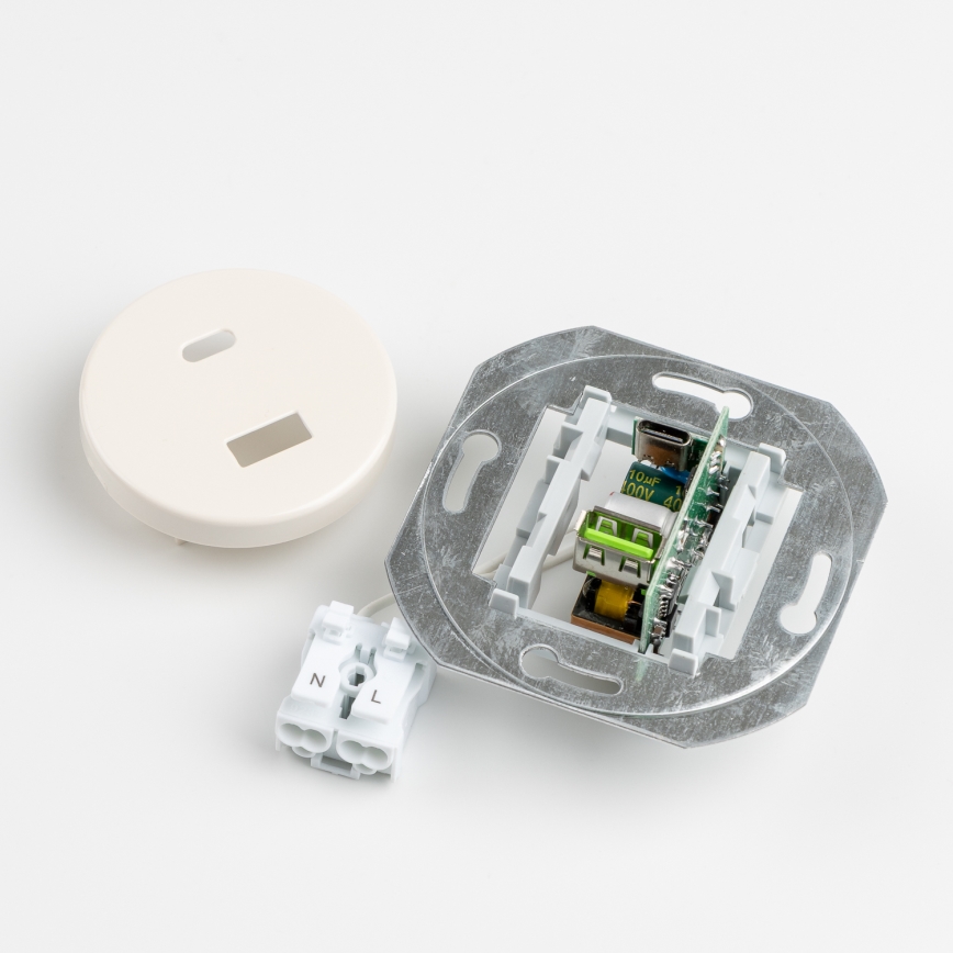 Reblig - Prise murale USB rétro A+C avec cadre beige