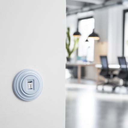 Reblig - Prise réseau rétro avec plaque bleue