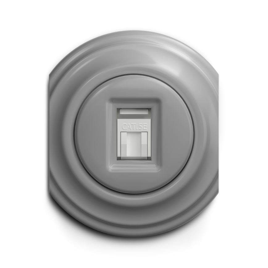 Reblig - Prise réseau rétro sans cadre, gris