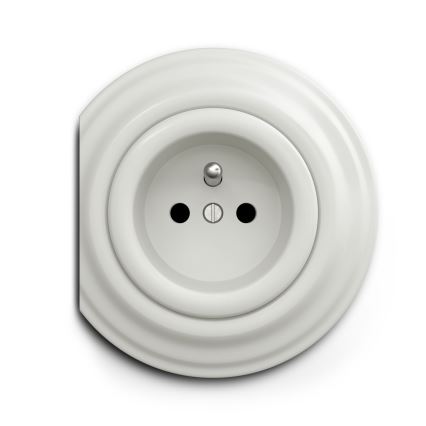 Reblig - Prise rétro sans cadre 230 V en céramique blanche