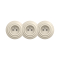 Reblig - Prise triple murale rétro avec cadre 230 V beige
