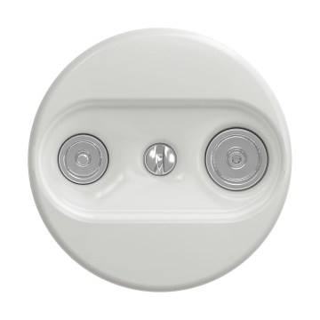 Reblig - Prise TV+R rétro passante sans cadre, en céramique blanche