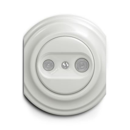 Reblig - Prise TV+R rétro passante sans cadre, en céramique blanche