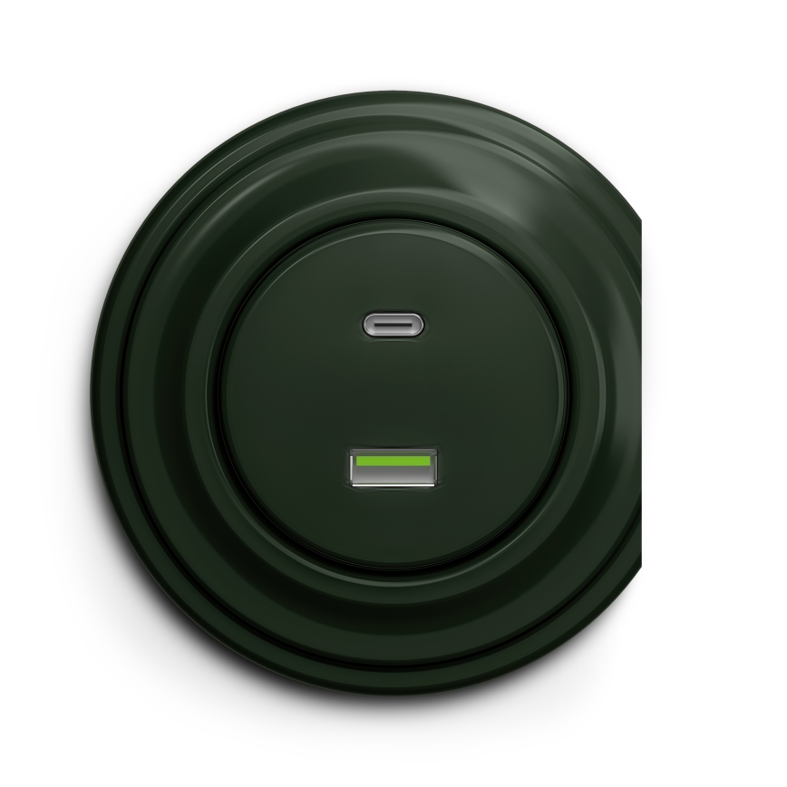 Reblig - Prise USB murale rétro A+C sans cadre, verte