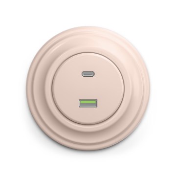 Reblig - Prise USB rétro A et C avec cadre, rose poudré