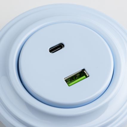 Reblig - Prise USB rétro A+C avec cadre bleu