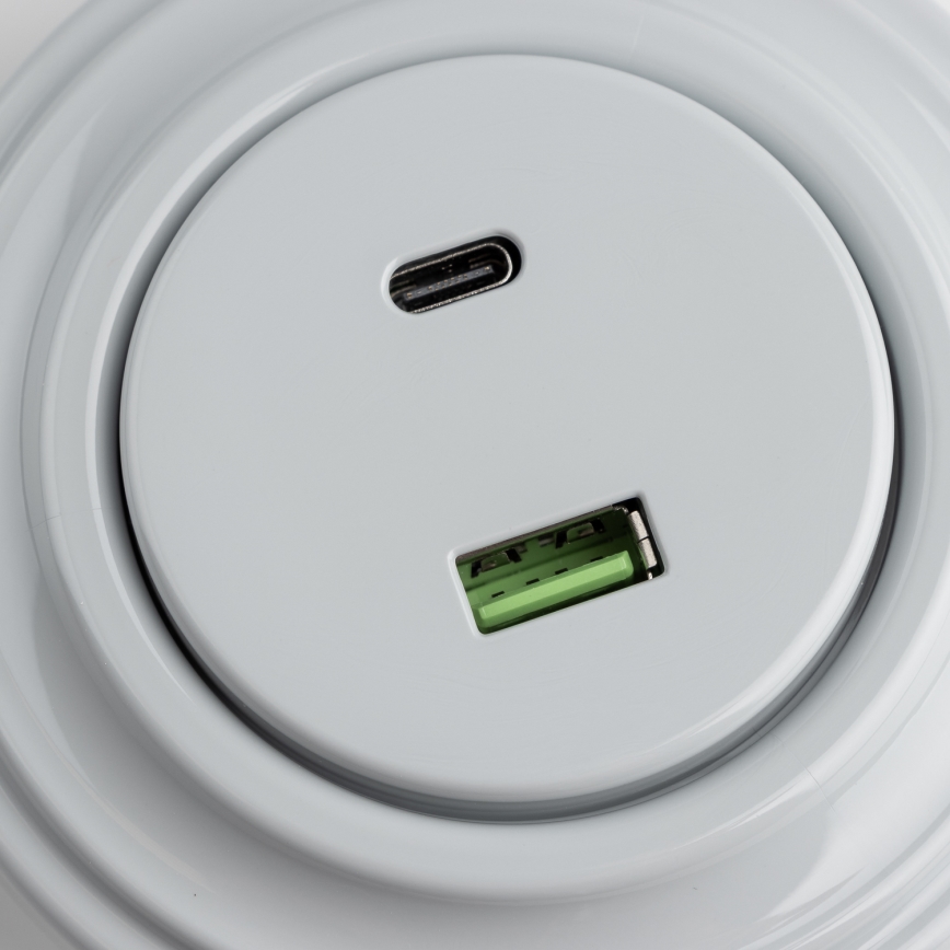 Reblig - Prise USB rétro A+C avec cadre gris