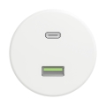 Reblig - Prise USB rétro A+C sans cadre, blanc neige