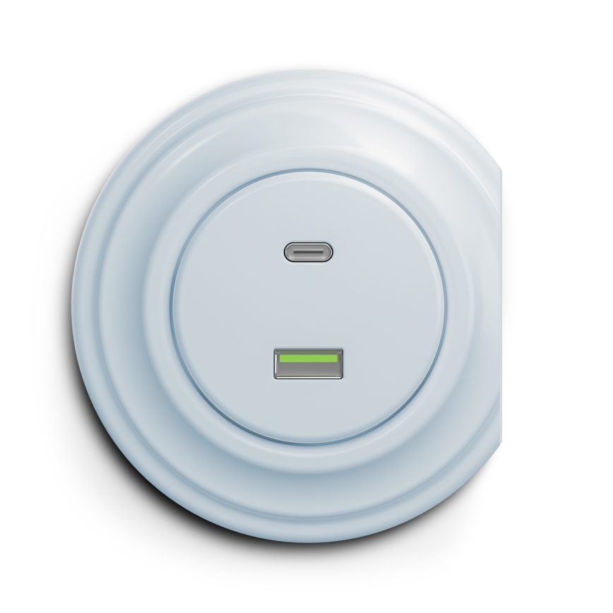 Reblig - Prise USB rétro A+C sans cadre bleue