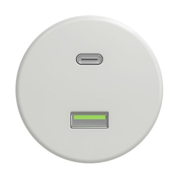 Reblig - Prise USB rétro A+C sans cadre en céramique blanche