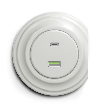 Reblig - Prise USB rétro A+C sans cadre en céramique blanche