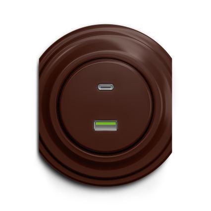 Reblig - Prise USB rétro A+C sans cadre, marron