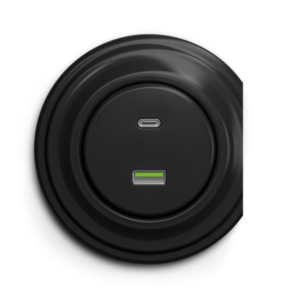 Reblig - Prise USB rétro A+C sans cadre, noire
