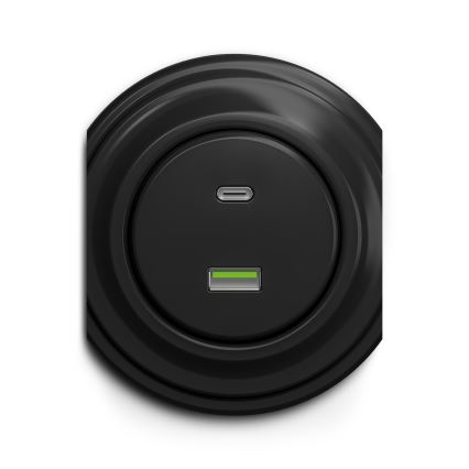 Reblig - Prise USB rétro A+C sans cadre, noire