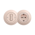 Reblig - Retro enkelepolige schakelaar nr. 1 en SCHUKO-stopcontact 230 V met oudroze afdekraam