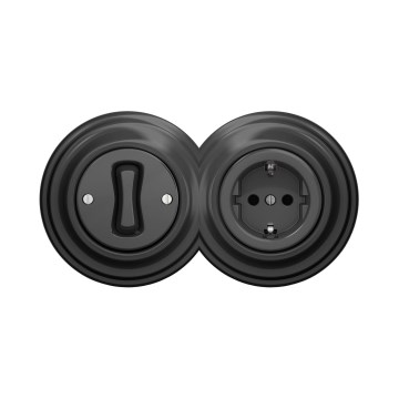 Reblig-Retro interrupteur unipolaire n° 1 et prise SCHUKO 230 V avec cadre anthracite