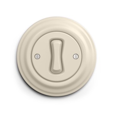 Reblig - Retro kruisschakelaar met afdekraam nr. 7, beige