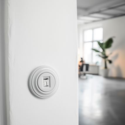 Reblig - Retro netwerkcontactdoos met keramische rand wit