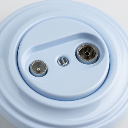 Reblig - Retro TV+R eindcontactdoos met afdekraam, blauw