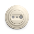 Reblig - Retro TV+radio wandcontactdoos (doorverbonden) met afdekraam, beige