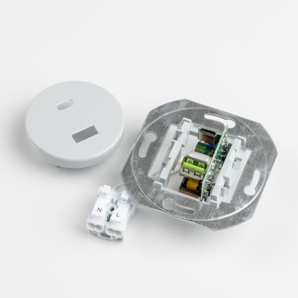 Reblig - Retro USB-stopcontact A+C met afdekraam, grijs