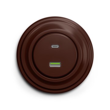 Reblig - Retro USB-stopcontact A+C met bruin frame