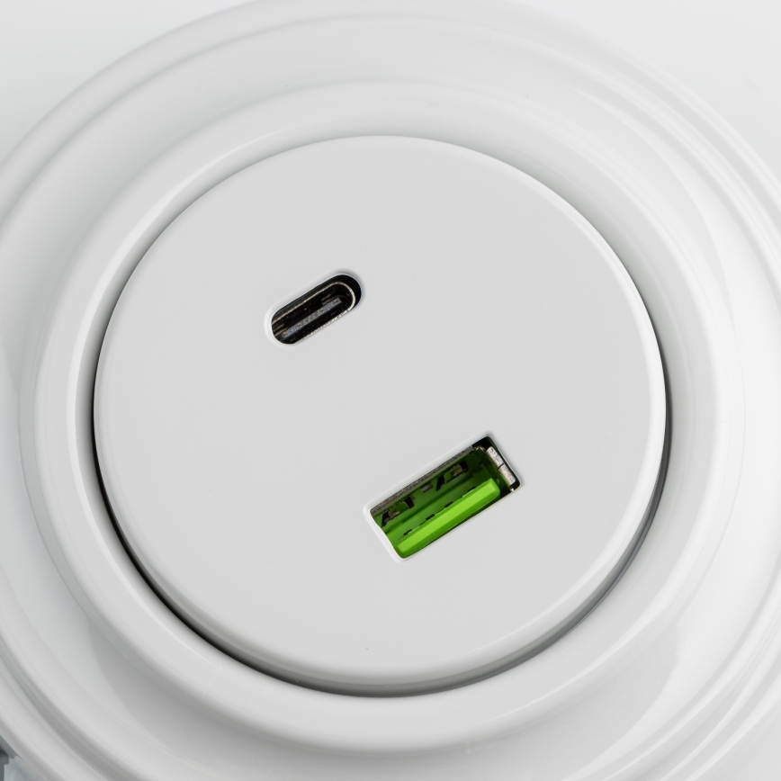 Reblig - Retro USB-stopcontact A+C met keramisch wit frame
