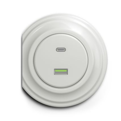 Reblig - Retro USB-stopcontact A+C, randloos, keramisch wit