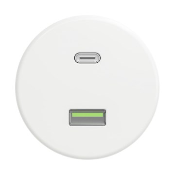 Reblig - Retro USB-stopcontact A+C randloos sneeuwwit