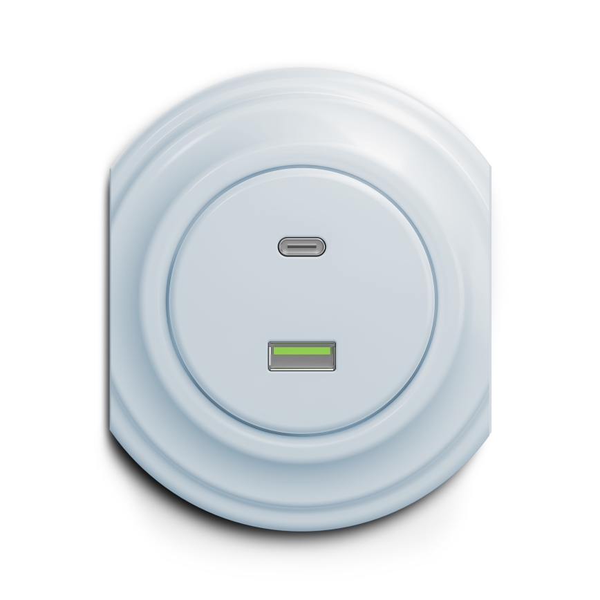 Reblig - Retro USB-stopcontact A+C zonder afdekraam blauw